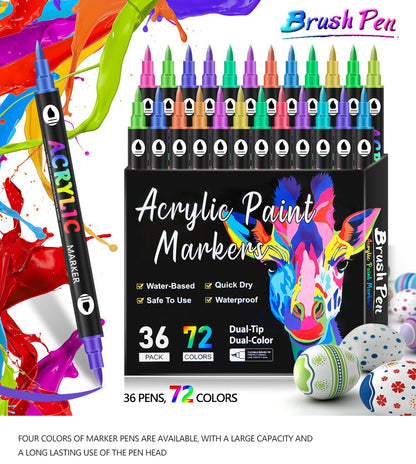 🔥Last Day Promotion-49%OFF - Dual Tip Acrylic Paint Pen Marker - 24/48/72/120 Colours