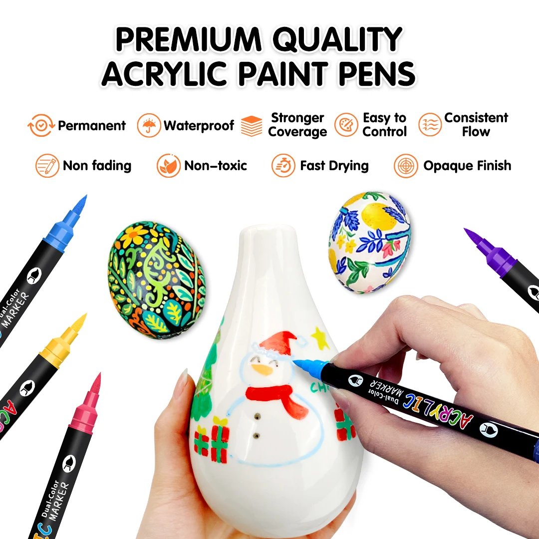 🔥Last Day Promotion-49%OFF - Dual Tip Acrylic Paint Pen Marker - 24/48/72/120 Colours