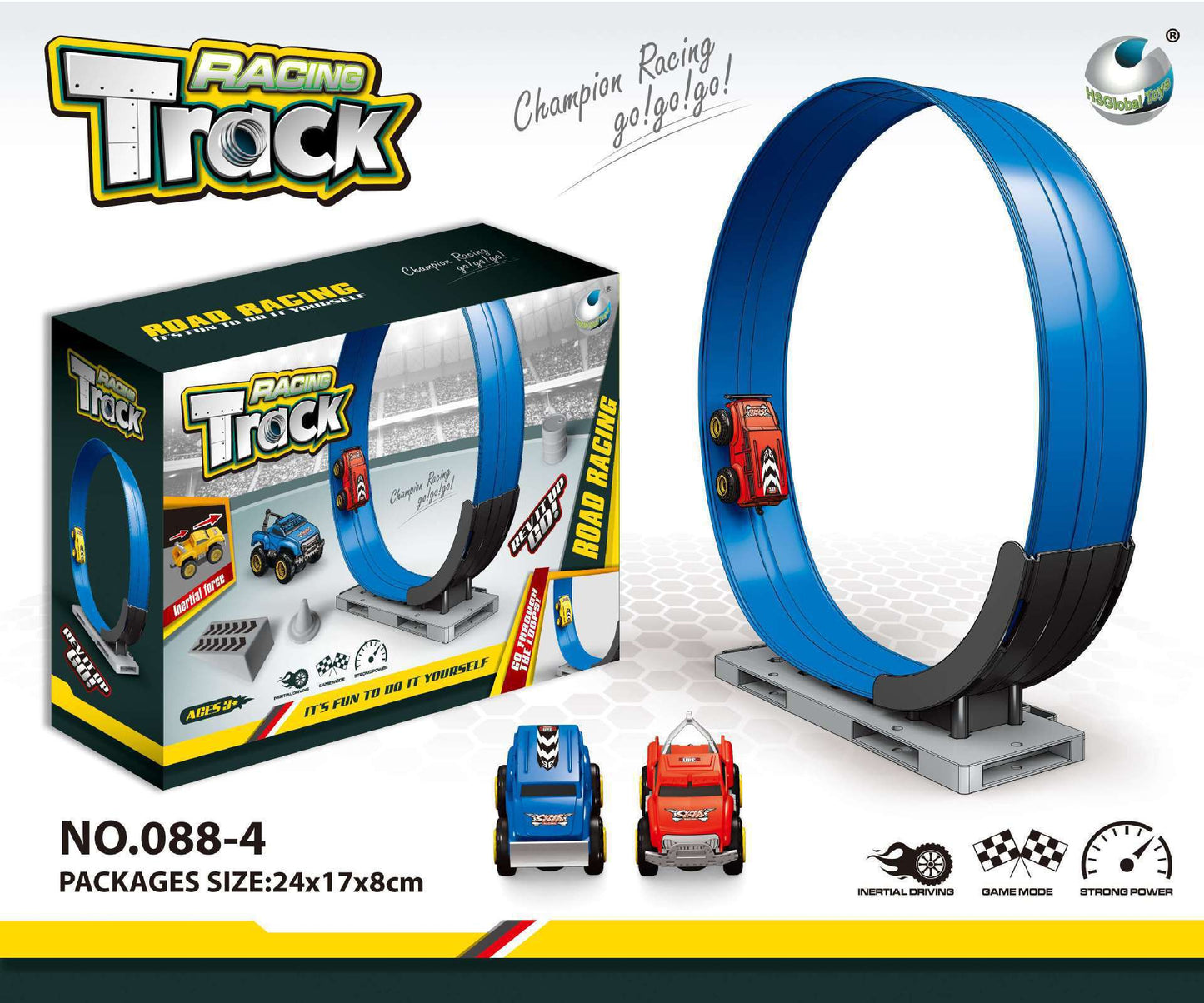 FlexTrack 5000 Blue Track for Toy Cars Flexible Race Track for Kids-15FT