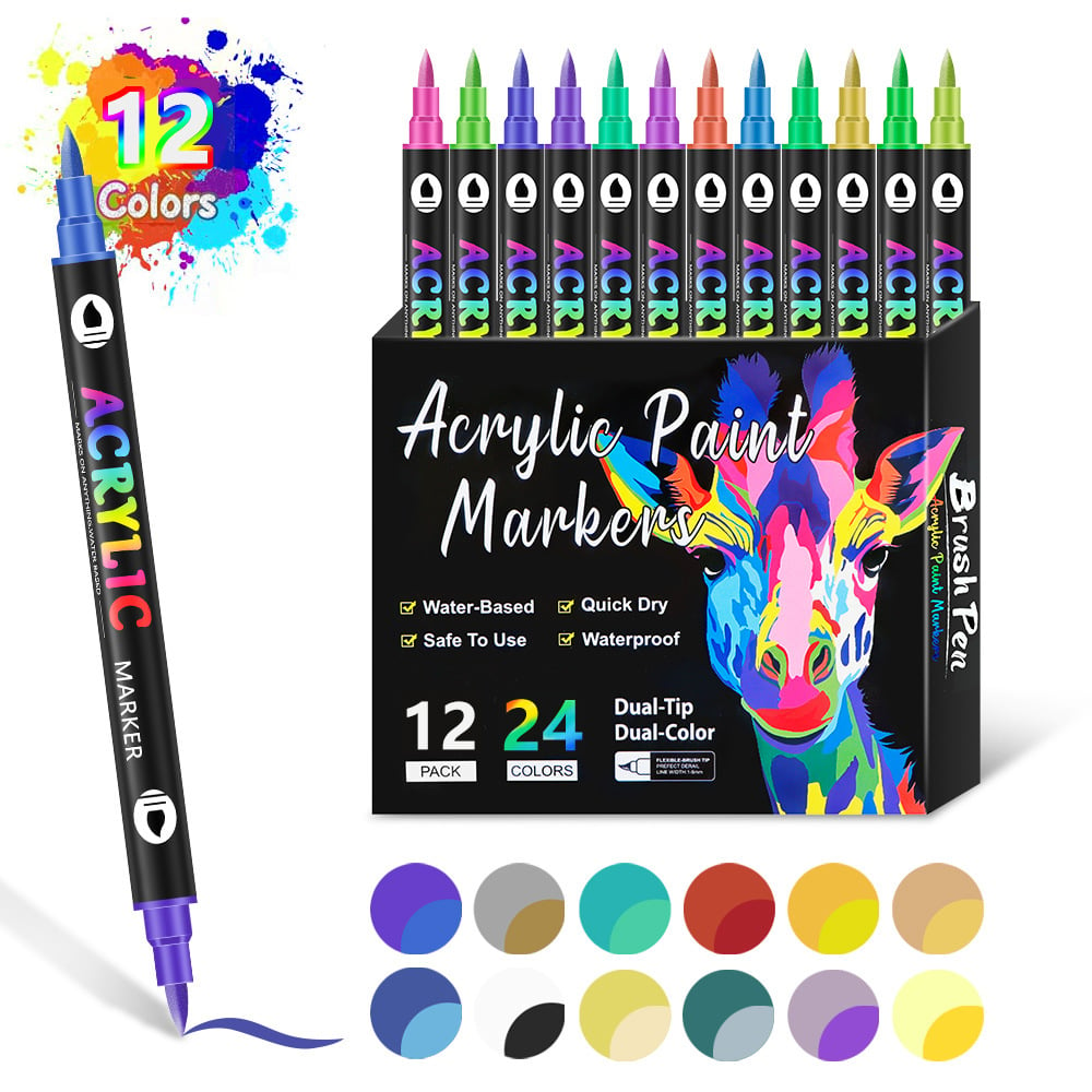 🔥Last Day Promotion-49%OFF - Dual Tip Acrylic Paint Pen Marker - 24/48/72/120 Colours