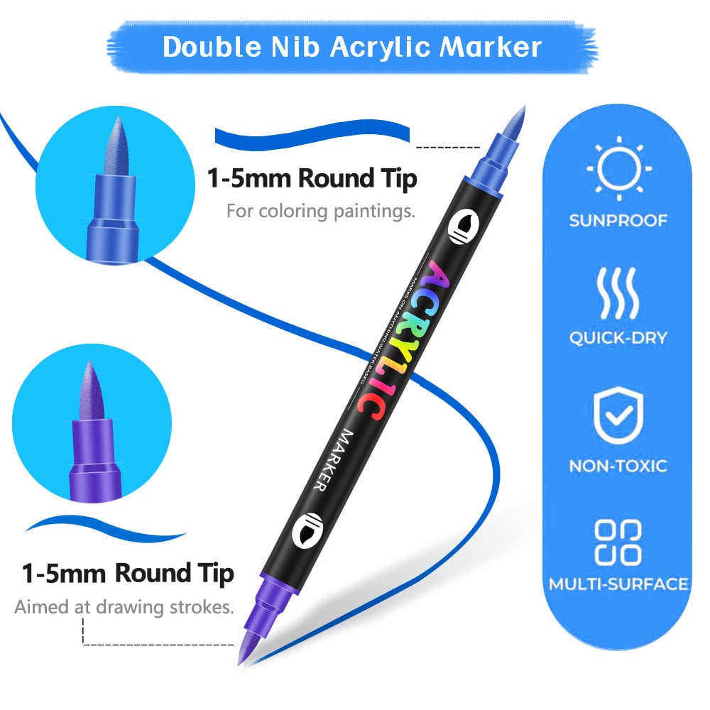 🔥Last Day Promotion-49%OFF - Dual Tip Acrylic Paint Pen Marker - 24/48/72/120 Colours