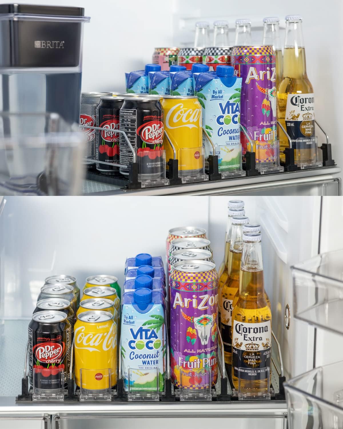 Drink Organizer for Fridge, Self-Pushing Soda Can Dispenser for Refrigerator