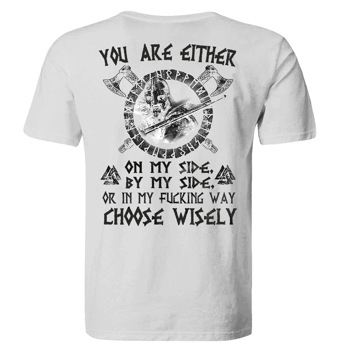 YOU ARE EITHER letter print men's casual viking style tees desginer