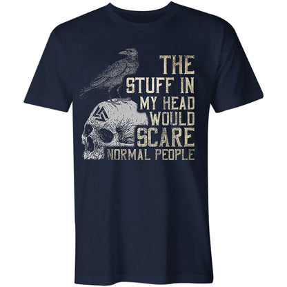 THE STUFF IN MY HEAD letter skull print men's casual tees designer