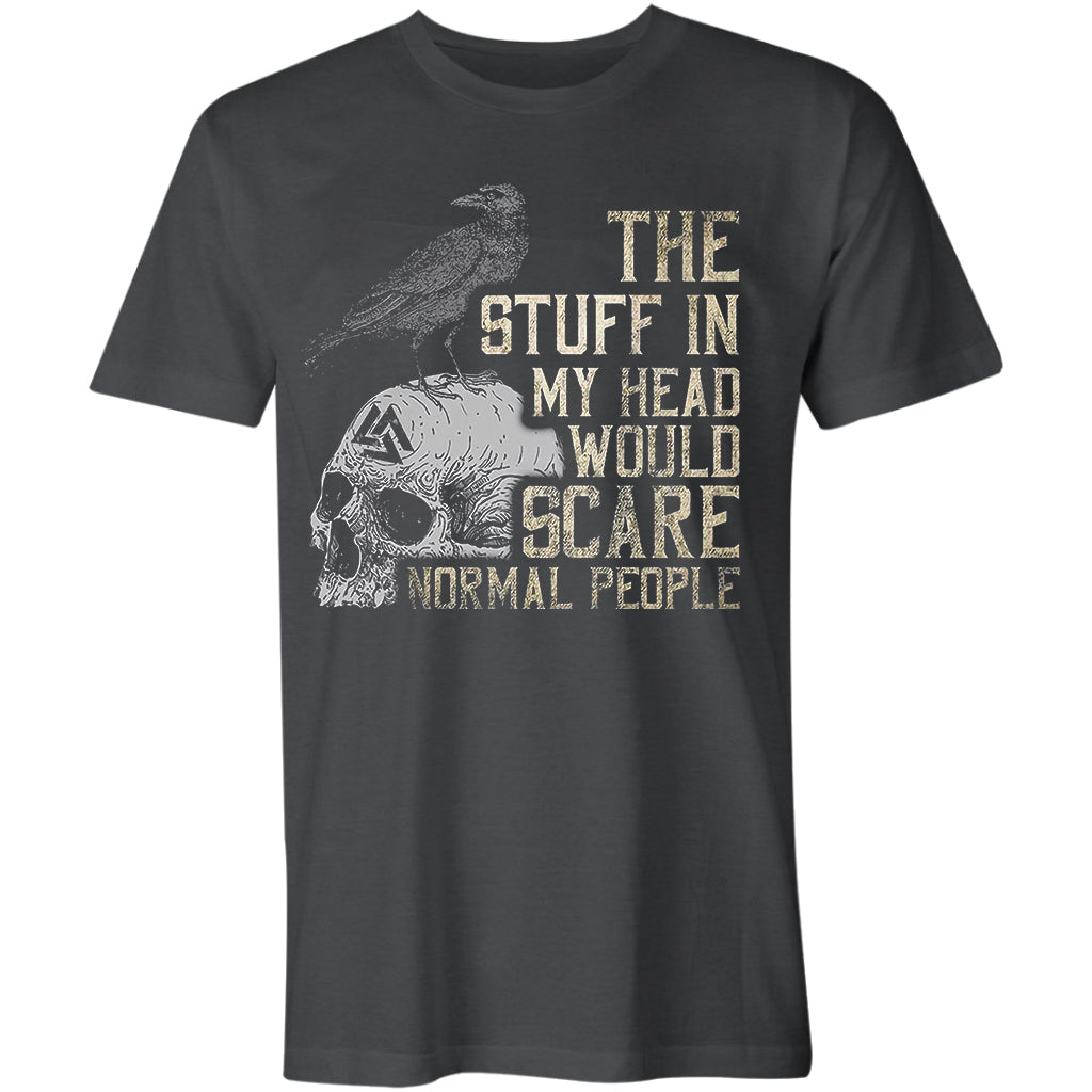 THE STUFF IN MY HEAD letter skull print men's casual tees designer