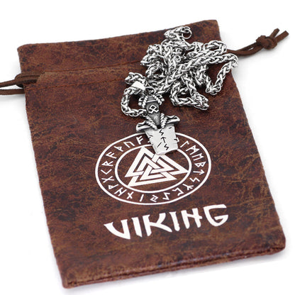 Viking Totem Odin Sword Stainless Pendant Men's Necklace