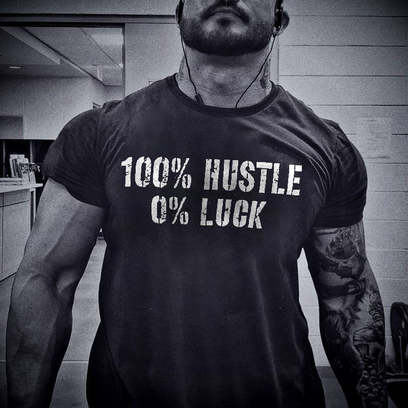 Vikings 100% Hustle 0% Luck Printed Men's T-shirt