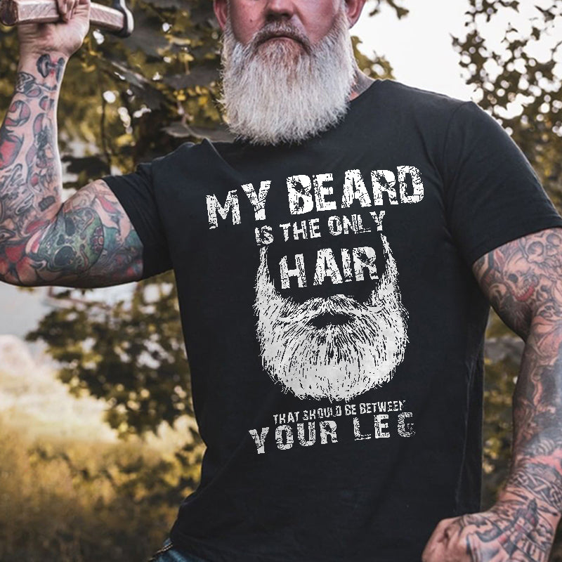 Vikings My Beard Is The Only Hair Printed Men's T-shirt