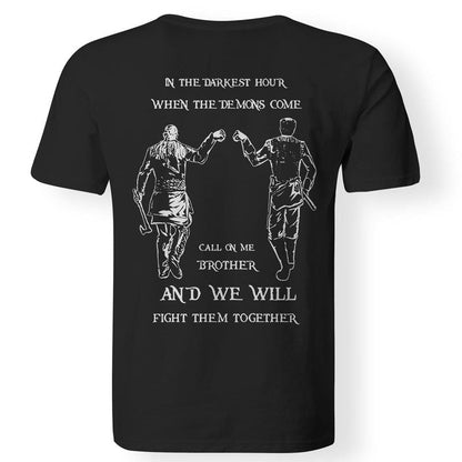 Viking Fight Them Together Printed Men's T-shirt