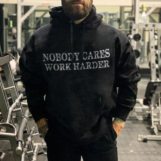 Vikings Nobody Cares Work Harder Printed Men's Hoodie