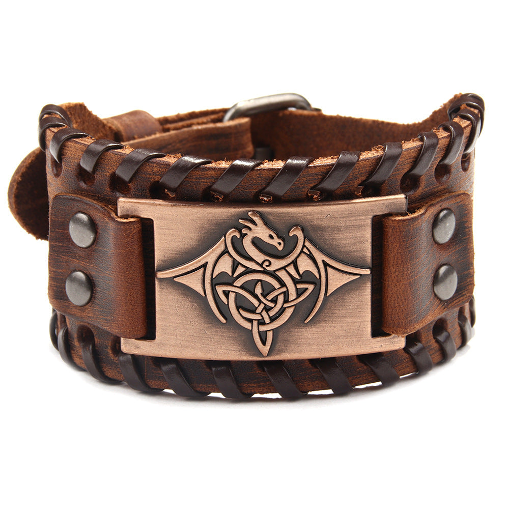 Flying Dragon Totem Leather Bracelet Alloy Cowhide Bracelet Men's Jewelry