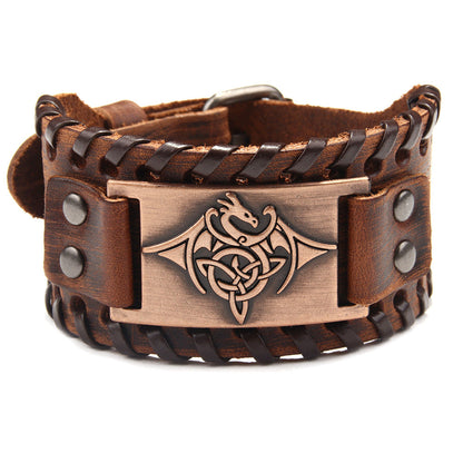 Flying Dragon Totem Leather Bracelet Alloy Cowhide Bracelet Men's Jewelry