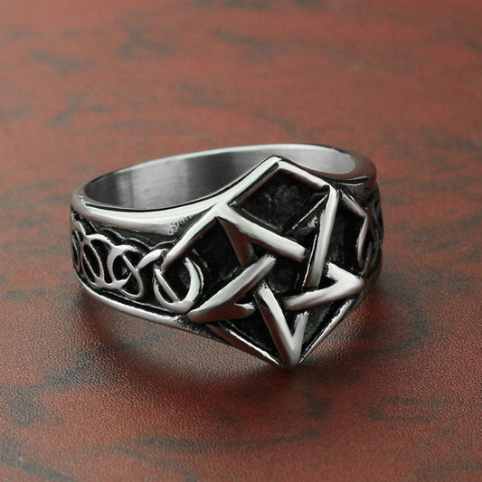 Titanium Steel Five-pointed Star Geometric Ring