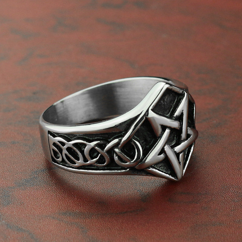 Titanium Steel Five-pointed Star Geometric Ring