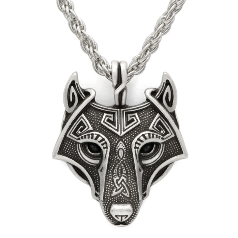 Wolf Head Amulet Pendant Viking Necklace