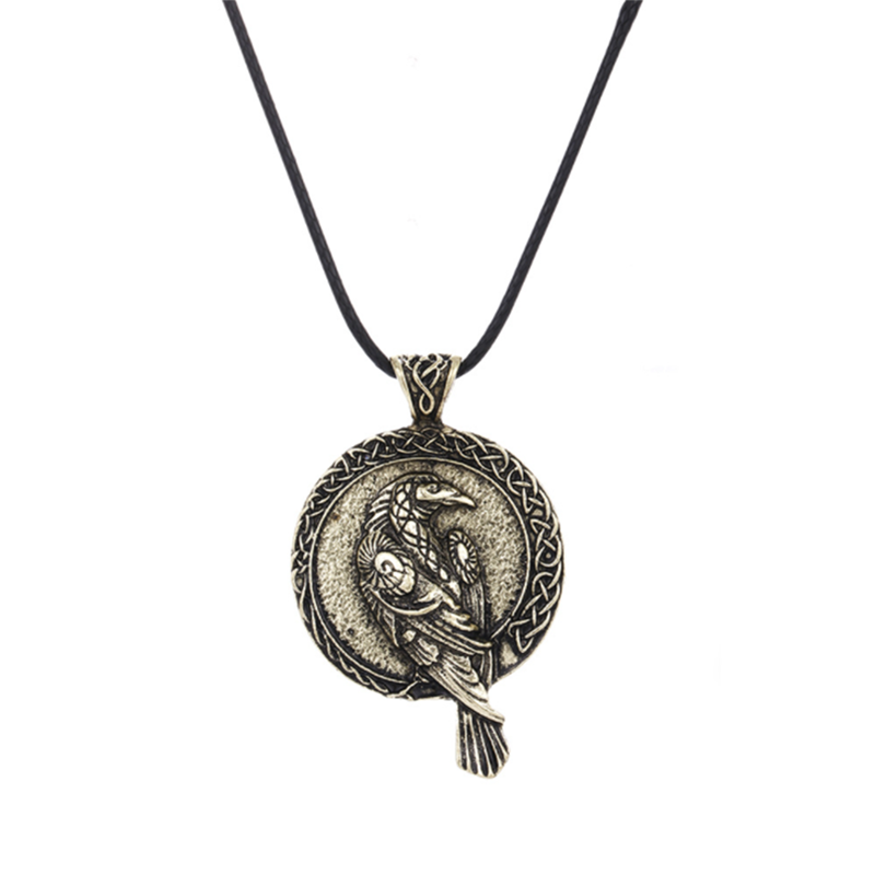 Men's Viking Crow Pendant Vintage Necklace