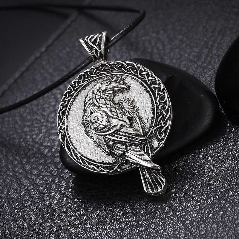 Men's Viking Crow Pendant Vintage Necklace