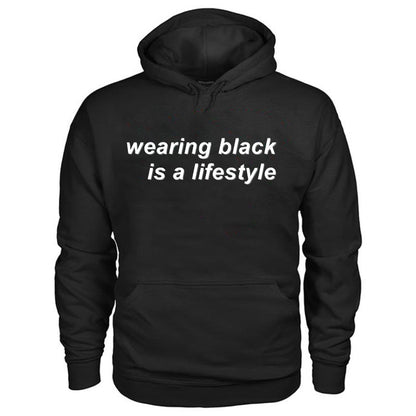 Drawstring Men's Wearing Black Is A Lifestyle Printed Hoodie