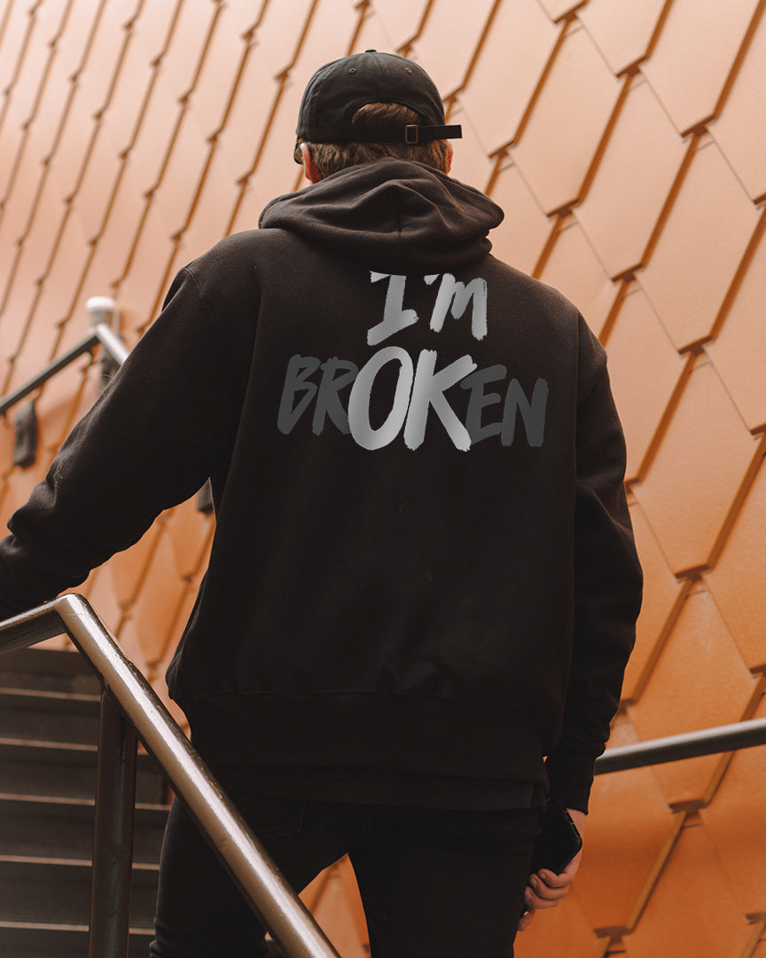 I'm Broken Letter Print Casual Hoodie