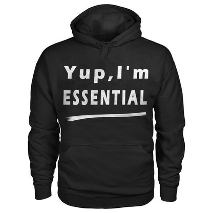 Yup I'm Essential Printed Kangaroo Pocket Men's Hoodie