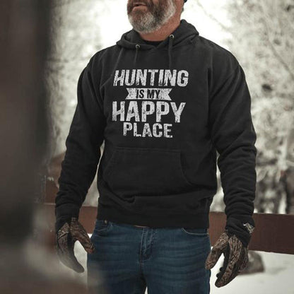 Hunting Is My Happy Place Printed Men's All-match Hoodie