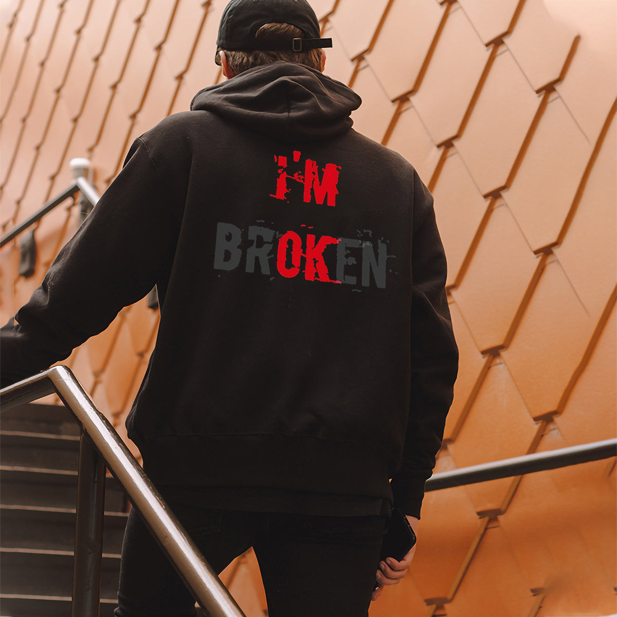 I'M Broken Print Men All-Match Hoodie