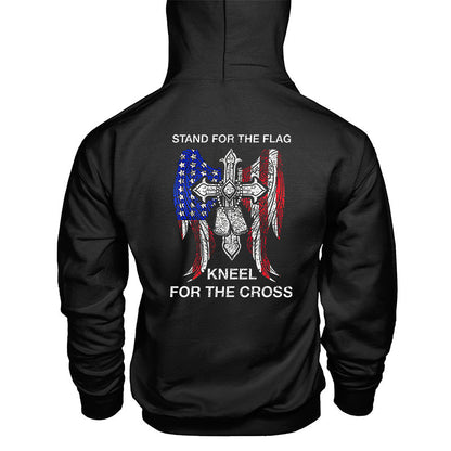 Stand For The Flag Kneel For The Cross Printed Men's Hoodie