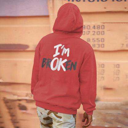 I'm Broken Letter Print Casual Hoodie