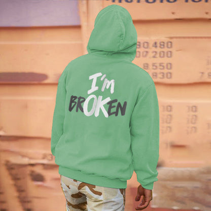 I'm Broken Letter Print Casual Hoodie