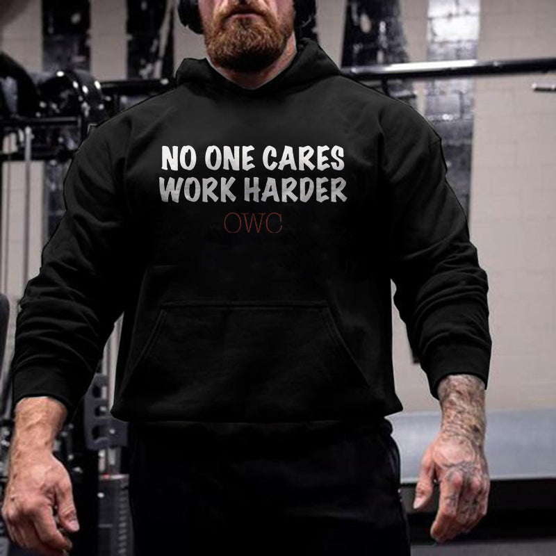 Nobody Cares Work Harde Printed Men's Hoodie