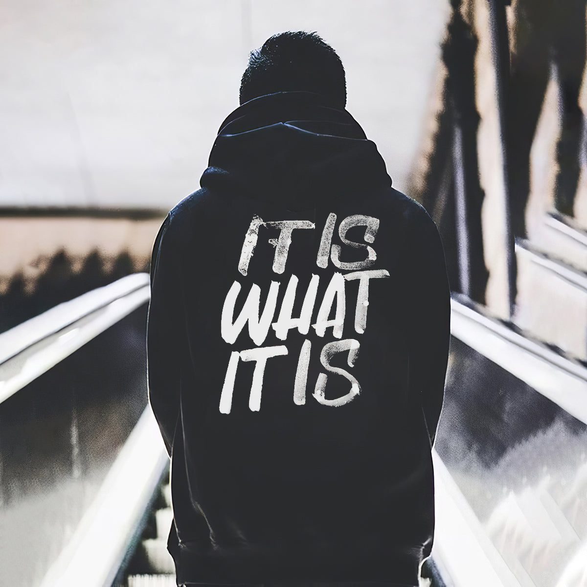 It Is What It Is Distressed Print Basic Men’s Hoodie