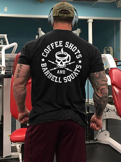 Coffee Shots Barbell Squat Printed Men's T-shirt