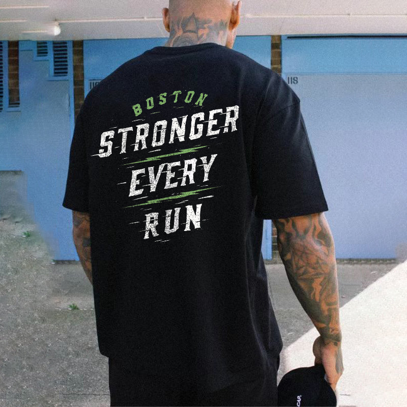 Boston Stronger Every Run Printed Men's T-shirt