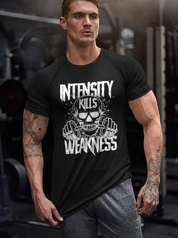 Intensity Kills Weakness Skull Print Men's T-shirt