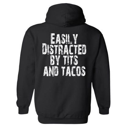 Easily Distracted By Tits And Tacos Print Men's Hoodie