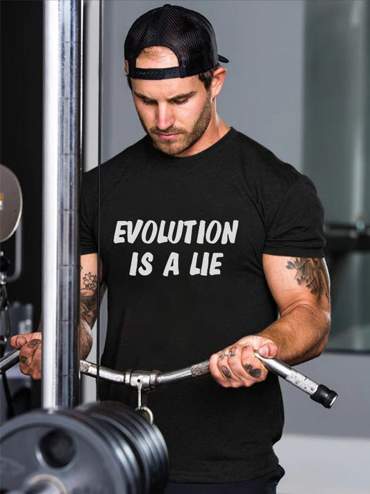 Evolution Is A Lie Printed Men's T-shirt