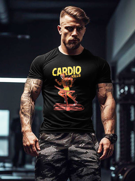 Cardio Kills Skull Print Men's T-shirt