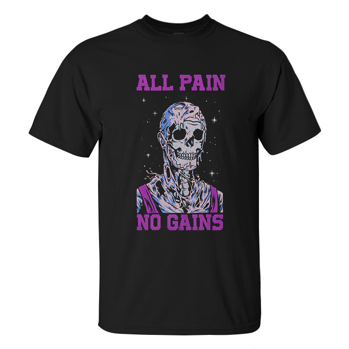 All Pain No Gains Skull Print Men's T-shirt