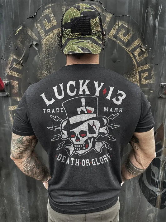 Lucky 13,death or glory  Print Men's T-shirt