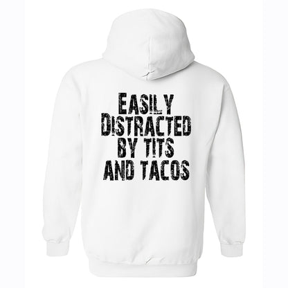 Easily Distracted By Tits And Tacos Print Men's Hoodie