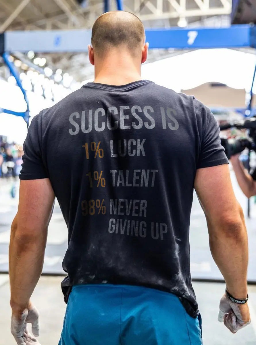 Success is 1% luck,1% talent,98% never giving up Print Men's T-shirt