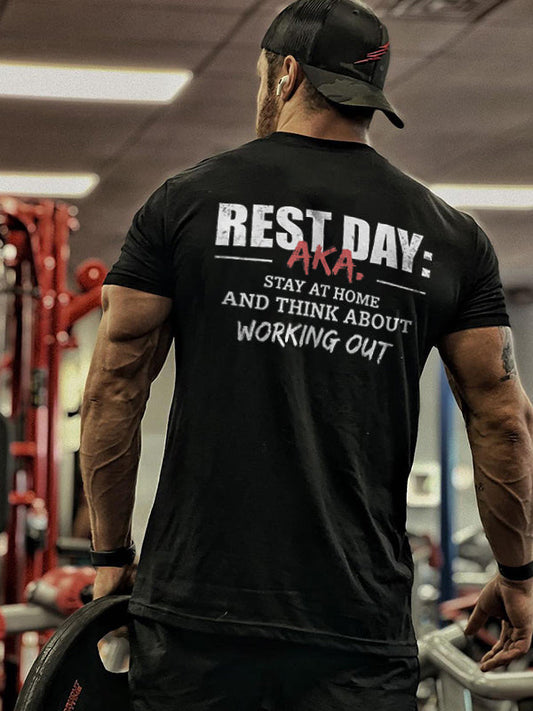 Rest Day: Aka Stay At Home Printed Men's T-shirt