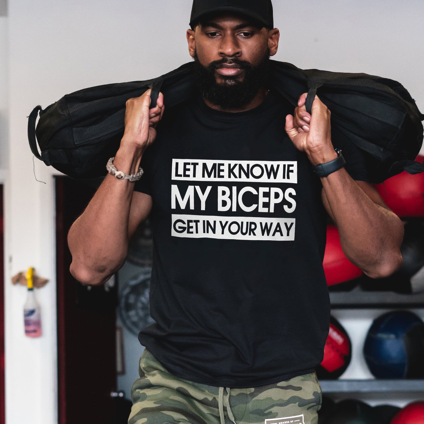 Let Me Know If My Biceps Get In Your Way Printed Men's T-shirt