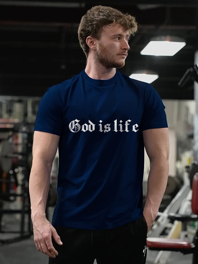 God Is Life Printed Men's T-shirt