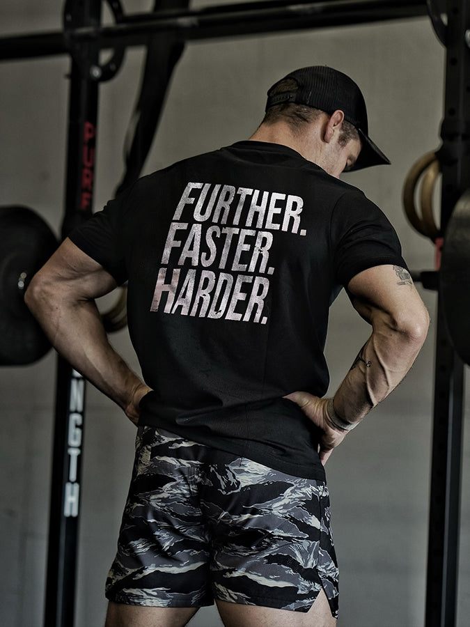 Further. Faster. Harder Printed Men's T-shirt