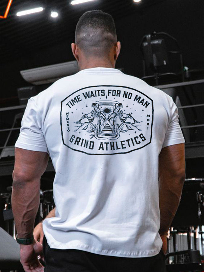 Time Waits For No Man Grind Athletics Printed Men's T-shirt