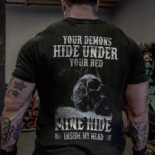 Viking Your Demons Hide Under Your Bed Printed Men's T-shirt