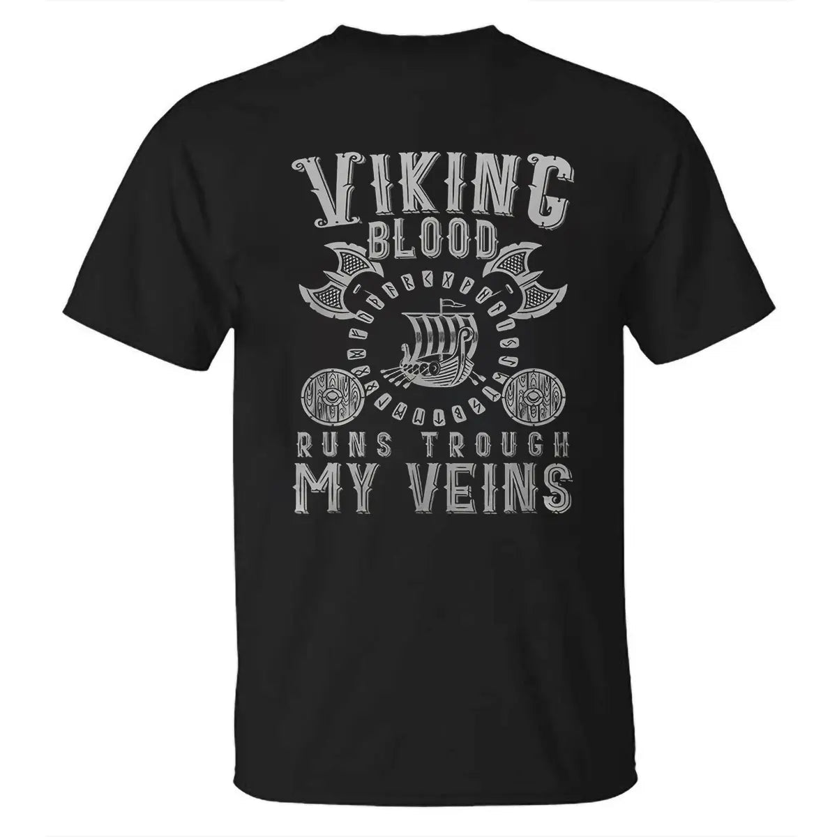 Viking Blood Runs Through My Veins Printed Men's T-shirt