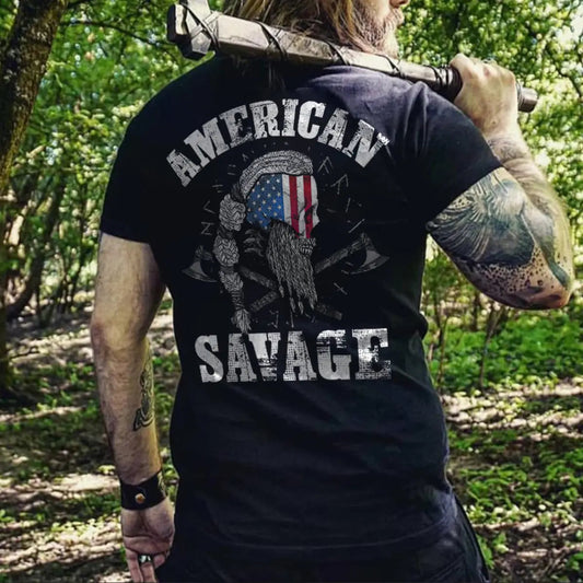 Viking American Savage Printed Men's T-shirt