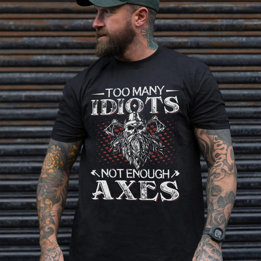 Viking Too Many Idiots Not Enough Axes Printed Men's T-shirt